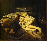 Vasily Perov Sleeping children Spain oil painting artist